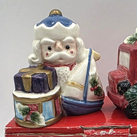 Fitz and Floyd Omnibus Toyland Salt & Pepper Shakers Vtg Original Box Never Used - Picture 2 of 11